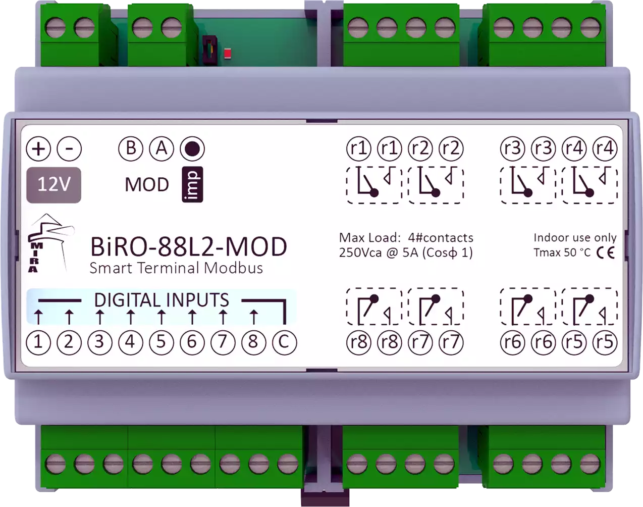 MIRA - RS485 I/O Module BiRO-88L2-MOD w Modbus RTU Protocol