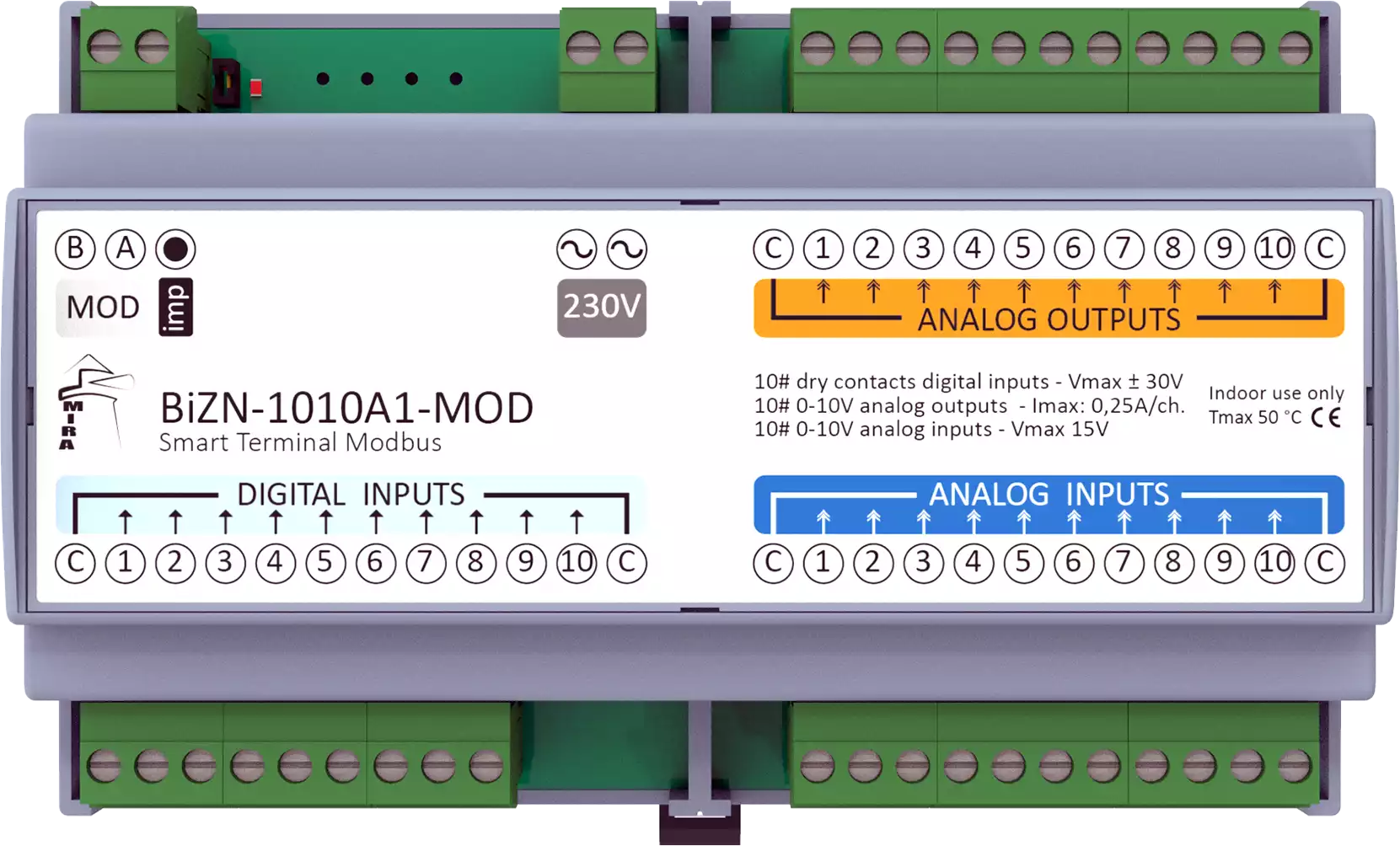 MIRA - RS485 I/O Module BeWTP-1010A1-MOD w Modbus RTU Protocol