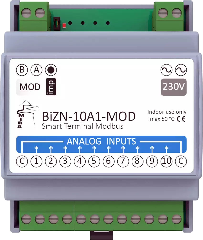 MIRA - RS485 I/O Module BeWTP-10A1-MOD w Modbus RTU Protocol