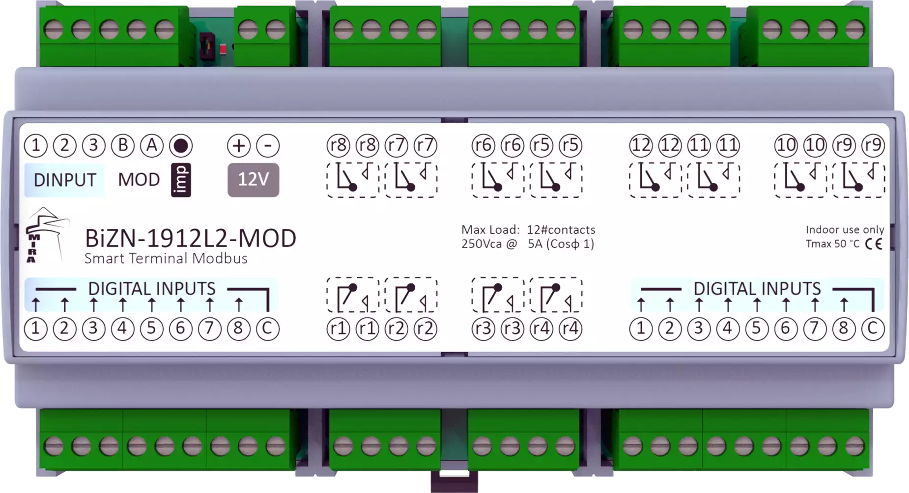 MIRA - RS485 I/O Module BeWTP-1912L2-MOD w Modbus RTU Protocol