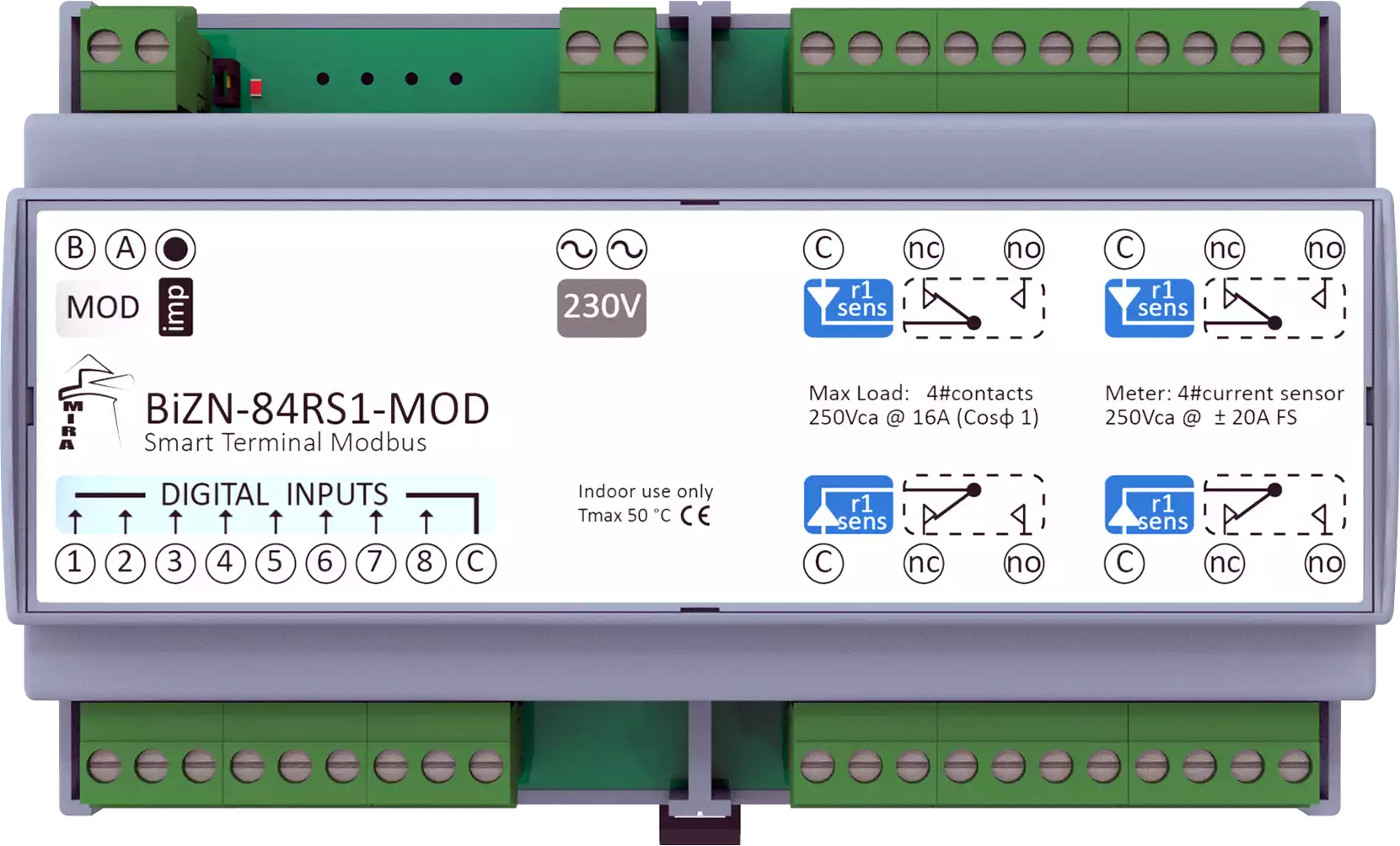 MIRA - RS485 I/O Module BeWTP-84RS1-MOD w Modbus RTU Protocol